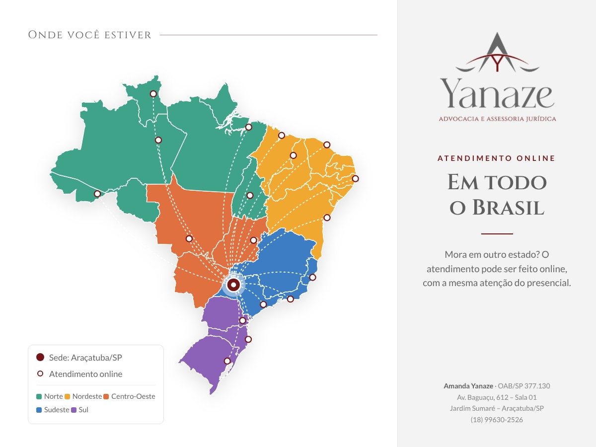 Mapa do Brasil: sede em Araçatuba/SP e atendimento on-line em todo o país